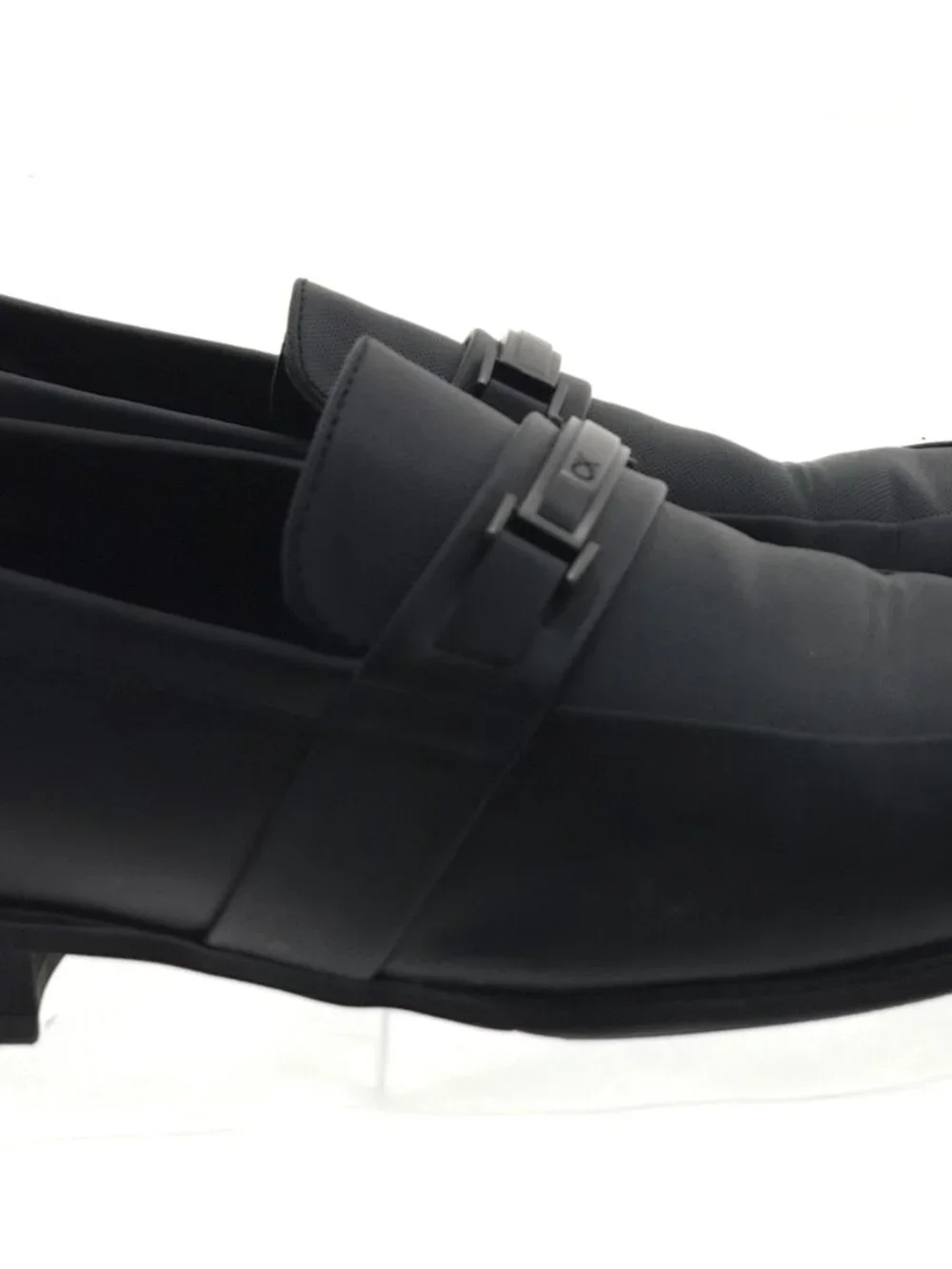 Calvin Klein Men's Size 12 Black CK Buckle Square Toe Dress Loafers